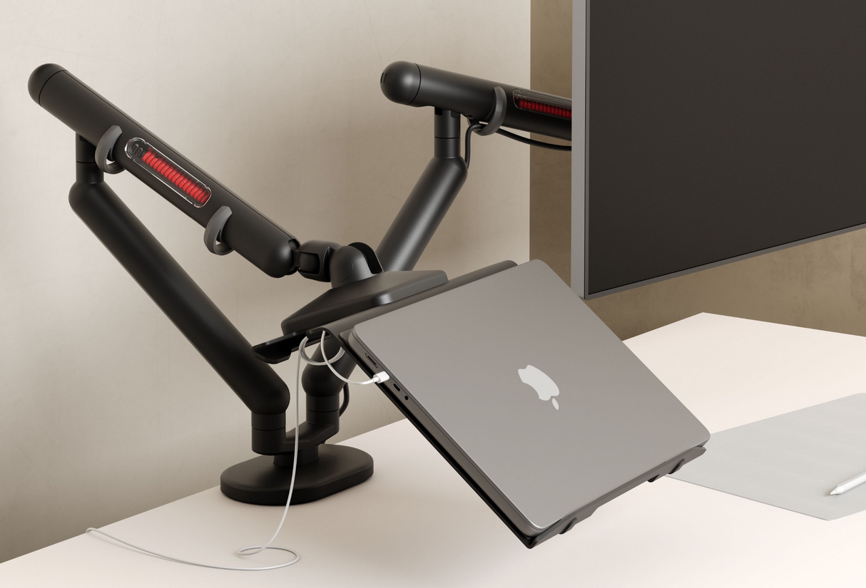 UFOU Kyber Monitor Arm Single Mount Bracket Heavy Duty with Base Clip - Black