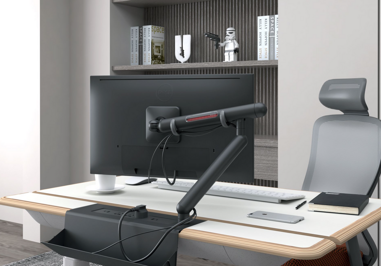 UFOU Kyber Monitor Arm Single Mount Bracket Heavy Duty with Base Clip - Black