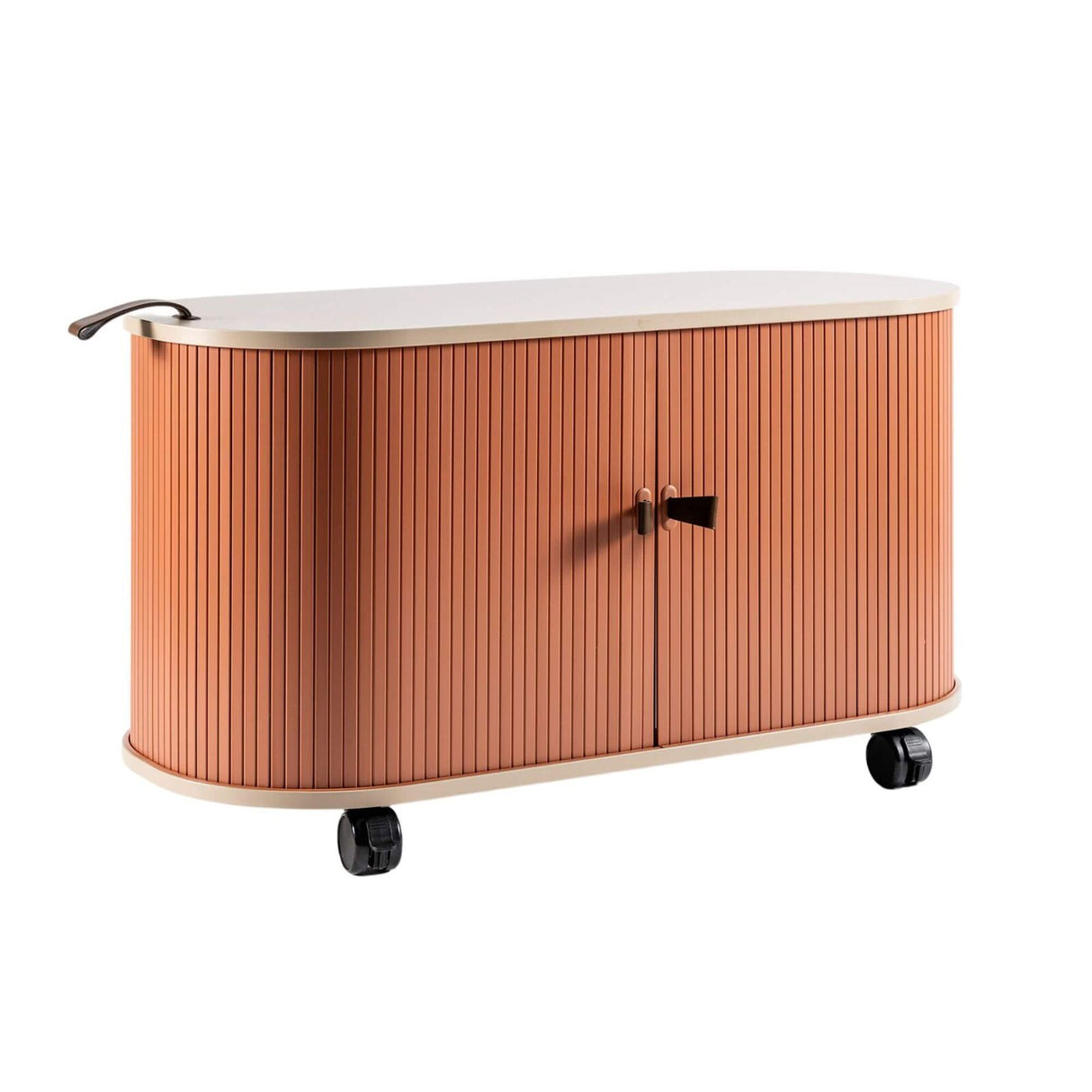 UFOU Mobile Roller Shutter Cabinet - Storage with Adjustable Shelves & Wheels - Red