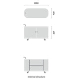 UFOU Mobile Roller Shutter Cabinet - Storage with Adjustable Shelves & Wheels - Brown
