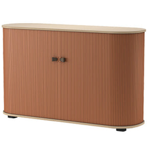 UFOU Mobile Roller Shutter Cabinet - Storage with Adjustable Shelves & Wheels - Brown