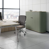 UFOU Mobile Shutter Cabinet - Storage with Adjustable Shelves - Light Green