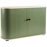 UFOU Mobile Roller Shutter Cabinet - Storage with Adjustable Shelves & Wheels - Light Green
