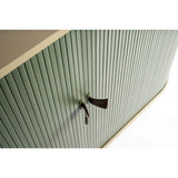 UFOU Mobile Roller Shutter Cabinet - Storage with Adjustable Shelves & Wheels - Light Green
