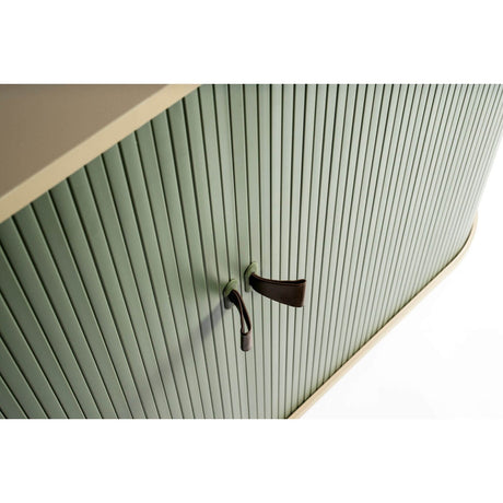 UFOU Mobile Roller Shutter Cabinet - Storage with Adjustable Shelves & Wheels - Light Green
