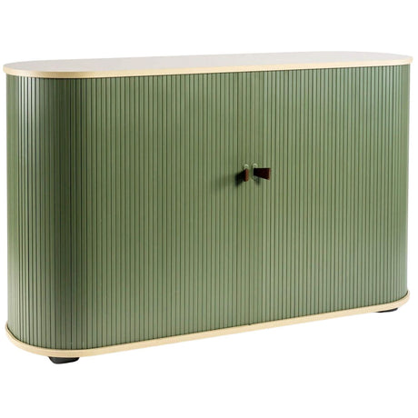 UFOU Mobile Roller Shutter Cabinet - Storage with Adjustable Shelves & Wheels - Light Green