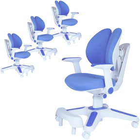 4x Ergonomic Study Chairs for Kids - Height Adjustable - Blue