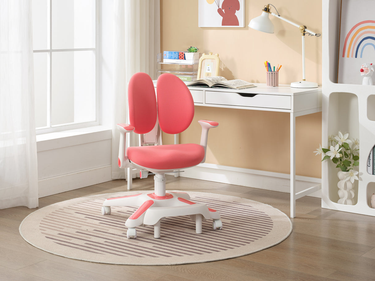 2x Ergonomic Study Chairs for Kids - Height Adjustable - Pink