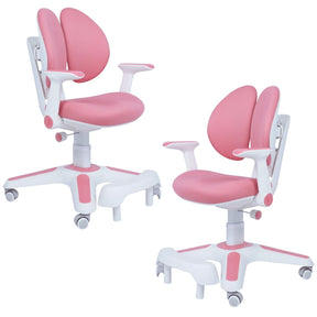 2x Ergonomic Study Chairs for Kids - Height Adjustable - Pink