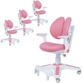 4x Ergonomic Study Chairs for Kids - Height Adjustable - Pink
