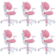 6x Ergonomic Study Chairs for Kids - Height Adjustable - Pink