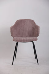 Set of 6 Corduroy Dining Chairs - Pink