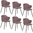 Set of 6 Corduroy Dining Chairs - Pink