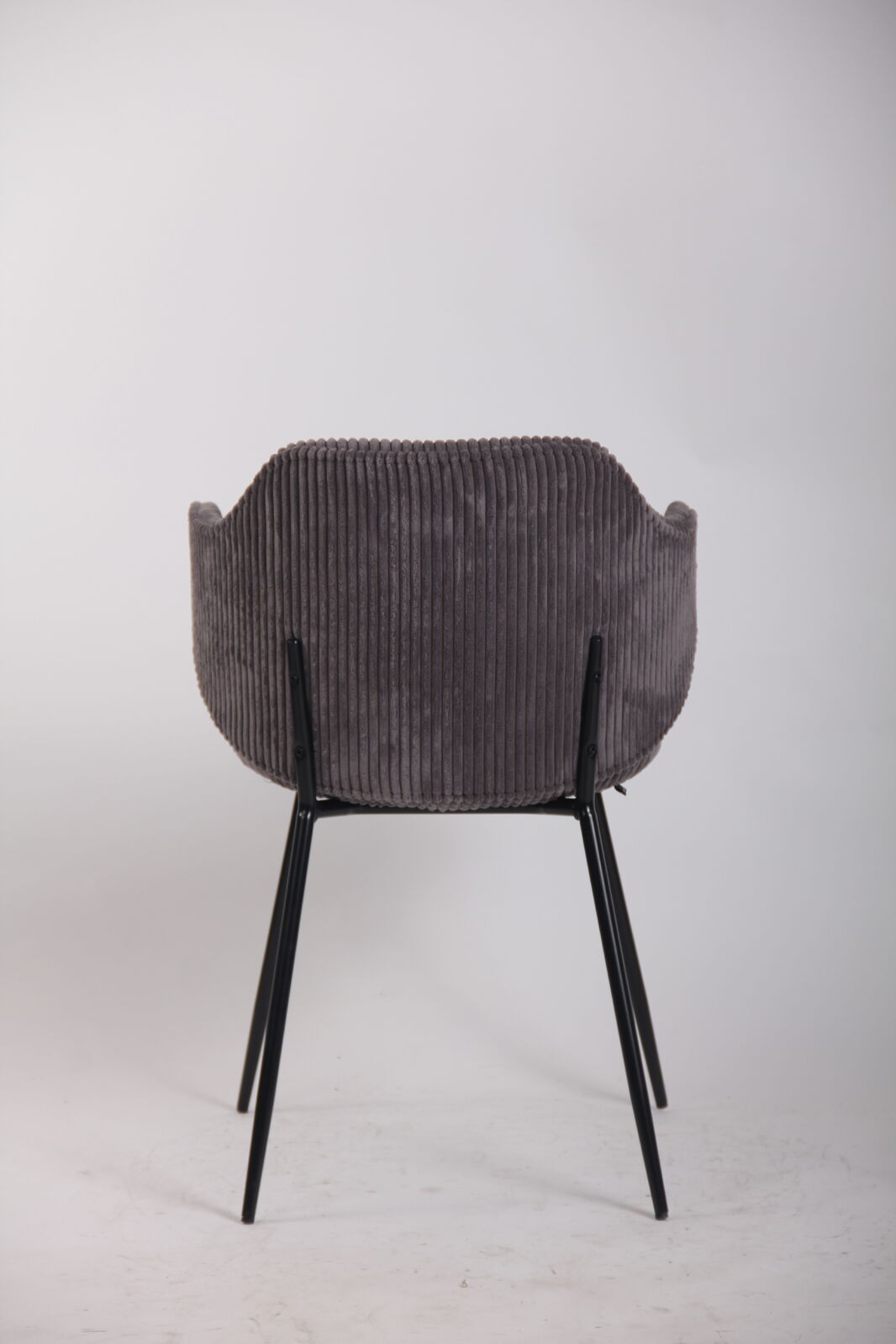 Set of 4 Corduroy Dining Chairs - Dark Grey