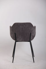 Set of 4 Corduroy Dining Chairs - Dark Grey