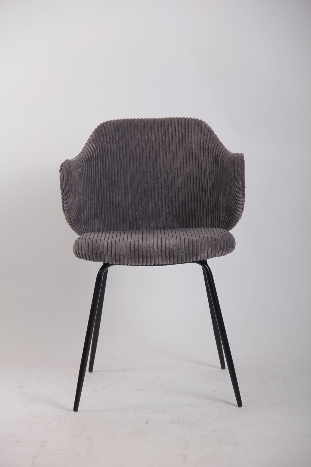 Set of 4 Corduroy Dining Chairs - Dark Grey
