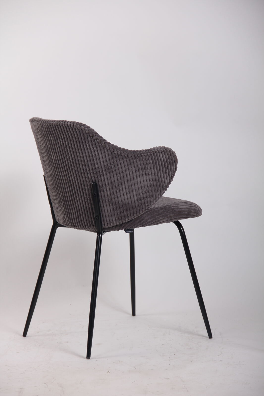 Set of 4 Corduroy Dining Chairs - Dark Grey