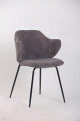 Set of 4 Corduroy Dining Chairs - Dark Grey