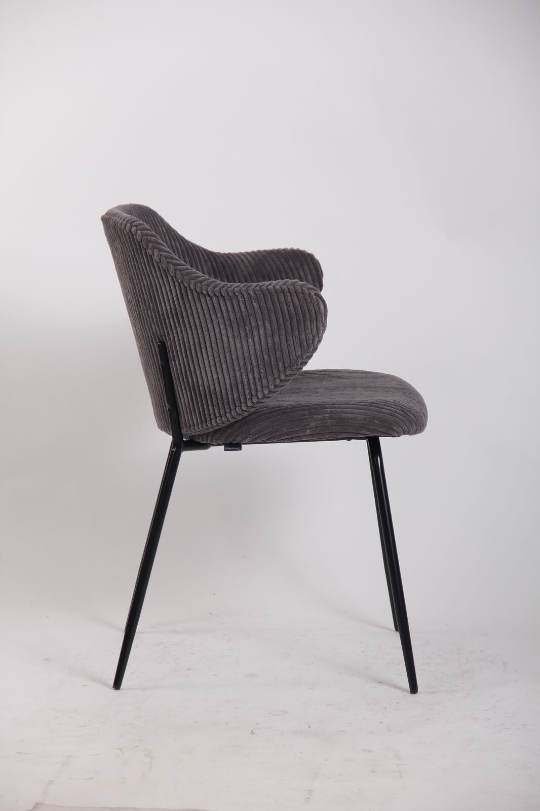 Set of 4 Corduroy Dining Chairs - Dark Grey