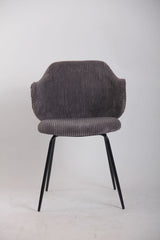 Set of 2 Corduroy Dining Chairs - Dark Grey