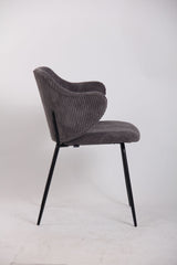 Set of 2 Corduroy Dining Chairs - Dark Grey