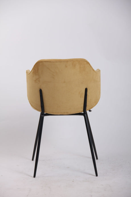 Set of 6 Corduroy Dining Chairs - Mustard Yellow