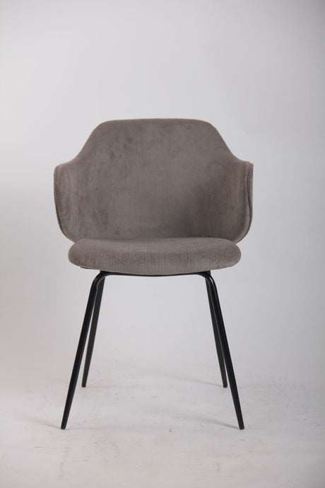 Set of 2 Corduroy Dining Chairs - Grey