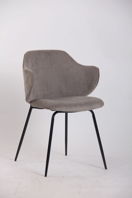 Set of 2 Corduroy Dining Chairs - Grey