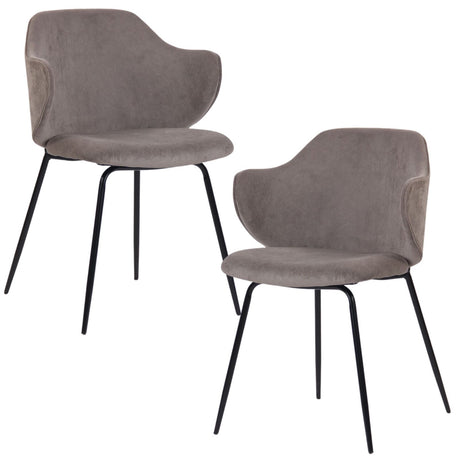 Set of 2 Corduroy Dining Chairs - Grey