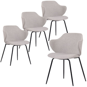 Set of 4 Corduroy Dining Chairs - Ivory Beige