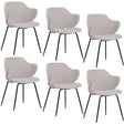 Set of 6 Corduroy Dining Chairs - Ivory Beige