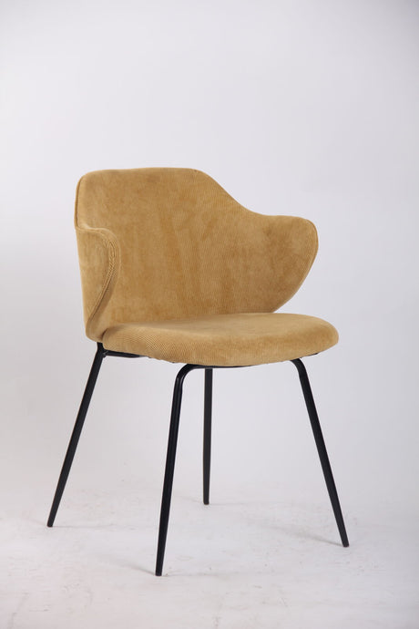 Set of 2 Corduroy Dining Chairs - Ivory Beige