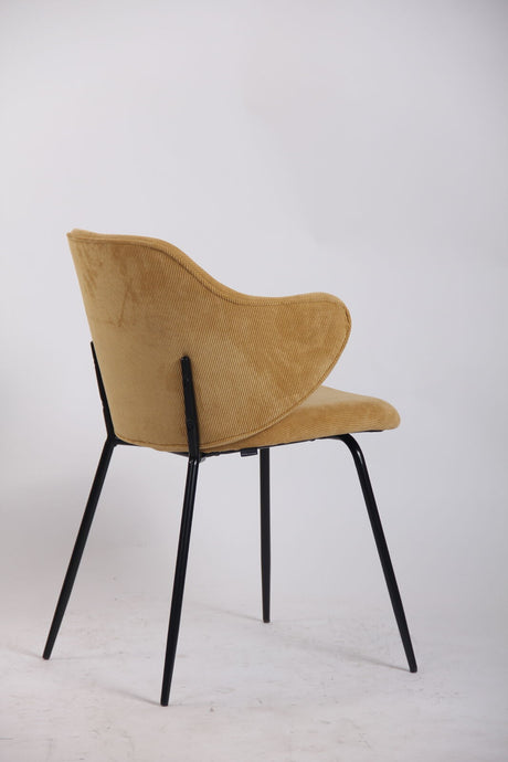 Set of 2 Corduroy Dining Chairs - Ivory Beige