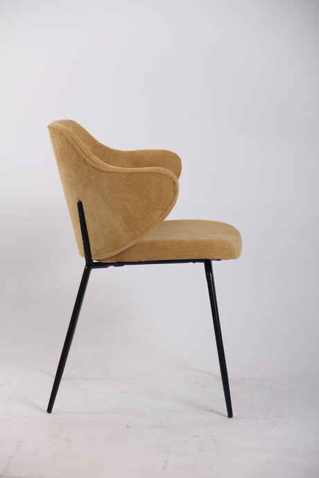 Set of 2 Corduroy Dining Chairs - Ivory Beige