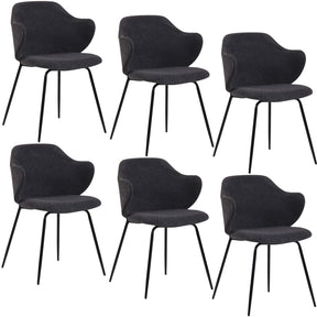 Set of 6 Corduroy Dining Chairs - Graphite