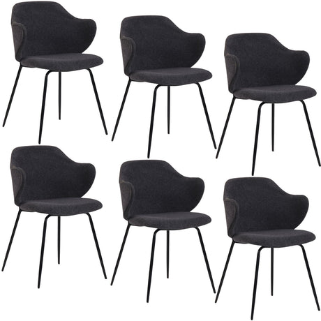 Set of 6 Corduroy Dining Chairs - Graphite