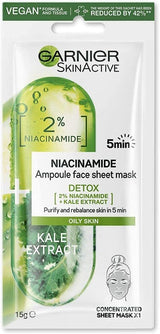 Garnier 15g Skin Active Ampoule Sheet Mask - Kale & Niacinamide