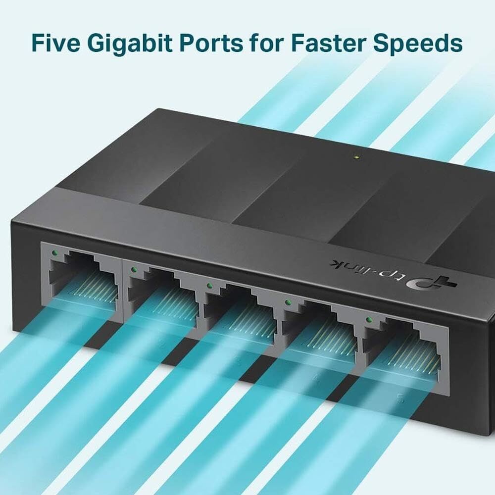 TP-Link LS1005G 5-Port Gigabit Desktop Network Switch Plug and Play in Black
