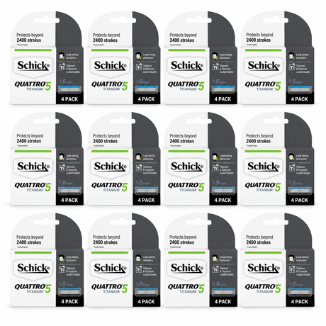 12x Schick 4pk Quattro 5 Titanium Refill Razor Blades