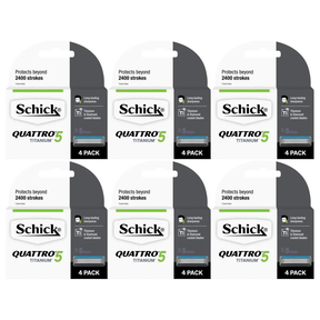 6x Schick 4pk Quattro 5 Titanium Refill Razor Blades Bulk Pack