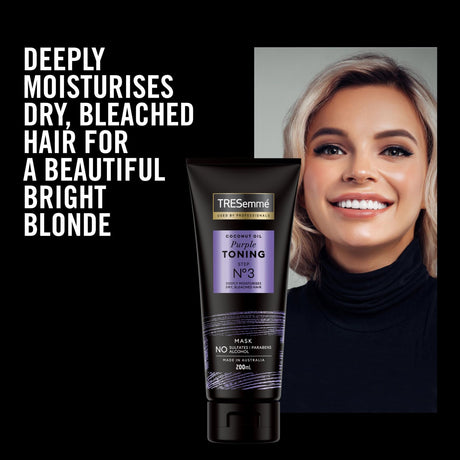 3x TRESemmé 200ml Coconut Oil Purple Toning Hair Mask Pack - Step 3