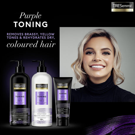 3x TRESemmé 200ml Coconut Oil Purple Toning Hair Mask Pack - Step 3