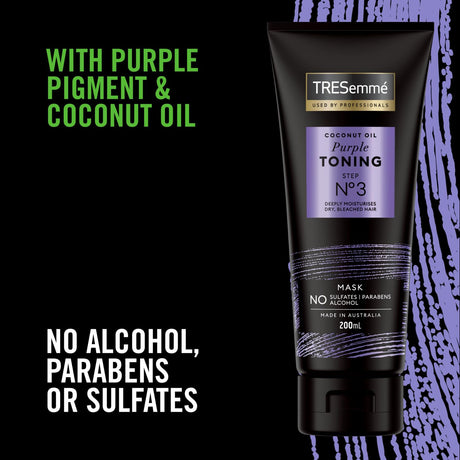 3x TRESemmé 200ml Coconut Oil Purple Toning Hair Mask Pack - Step 3