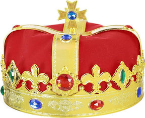 Regal Jewelled King Crown Hat - Soft Halloween Prince Costume (Fancy Dress Accessory)