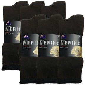 6 Pairs Brown Merino Wool Socks - Mens Heavy Duty Premium Thick Work Socks w/ Cushion