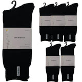 6 Pairs Premium Bamboo Thick Socks Pack - Black (Mens Heavy Duty Work Socks w/ Cushion)