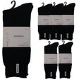 6 Pairs Premium Bamboo Thick Socks Pack - Black (Mens Heavy Duty Work Socks w/ Cushion)