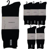 6 Pairs Premium Bamboo Thick Socks Pack - Black (Mens Heavy Duty Work Socks w/ Cushion)