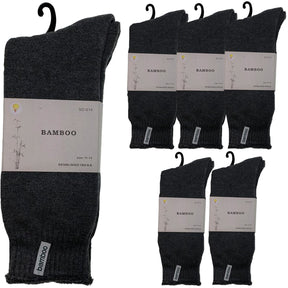 6 Pairs Premium Bamboo Thick Socks Pack - Charcoal Grey (Mens Heavy Duty Work Socks w/ Cushion)