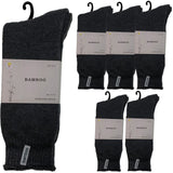 6 Pairs Premium Bamboo Thick Socks Pack - Charcoal Grey (Mens Heavy Duty Work Socks w/ Cushion)